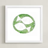 "One Fish Two Fish - 1" - Art Print in Green by cocooniu - Framed