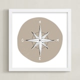 "Traveler's Compass" - Art Print in Warm Fog by Letter19Design - Framed