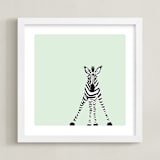 "Little Baby Zebra" - Art Print in Mint Green by Laura Mitchell - Framed
