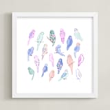 "Budgie Flock" - Art Print in Sherbet by Tishya Oedit - Framed