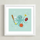 "Sports Fan" - Art Print in Pool by Annie Holmquist - Framed