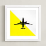 "Flyby" - Art Print in Yellow by Heather Deffense - Framed
