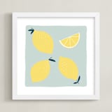 "Lemon Wedge" - Art Print in lemon by Betsy Siber - Framed