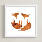 "Twin Foxes" - Art Print in Earthy Red by Mia Posada - Framed