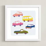 "Vroom Vroom" - Art Print in Bright Yellow by Alicia Schultz - Framed