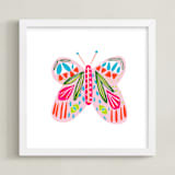 "A Butterfly" - Art Print in Cotton Candy PInk by Lauren Semmer - Framed