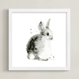 "Bunny2" - Art Print in Cottontail by Lulaloo - Framed