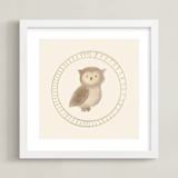 "Woodland Animal Frame - Owl" - Art Print in Cream by Creo Study - Framed