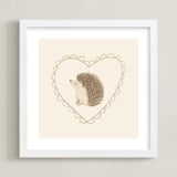 "Woodland Animal Frame - Hedgehog" - Art Print in Cream by Creo Study - Framed