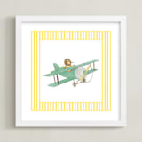 "Safari Planes 3" - Art Print in Yellow by Krisztian Hollo - Framed