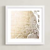 "Custom Map Filled Foil Art" - Custom Foil Print in Gold by Minted - Framed
