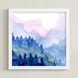 "Cascade Mist" - Art Print in bold navy by Amelia Gluba - Framed