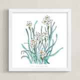 "Birth Flower - December -  Narcissus" - Art Print in with text by Qing Ji - Framed
