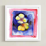 "Wild Yellows" - Art Print in DUSKY BLUE by Amelia Gluba - Framed