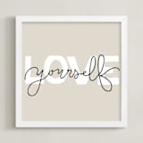 "Love Yourself Lettering" - Art Print in Neutrals by Luz Alliati - Framed