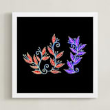 "doodle leaves" - Art Print in black by Ramoncita - Framed