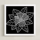 "doodle leaves & flower" - Art Print in white by Ramoncita - Framed