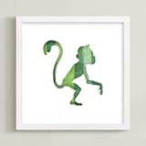 "Green Party Monkey" - Art Print in Silhouette Green by Jeff Preuss - Framed