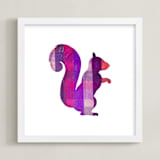 "Pink Party Squirrel" - Art Print in Silhouette Pink by Jeff Preuss - Framed