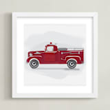 "Fire Truck Grey 2" - Art Print in Burnt Red by Rebecca Marchese - Framed