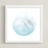 "Friendship" - Art Print in Soft Blue by Jennifer Holbrook - Framed