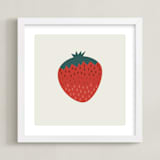 "Simple Strawberry" - Art Print in Eggshell by Amy Mullen - Framed