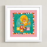 "Playground Lion" - Art Print in Sunshine yellow by Mandy Rider - Framed