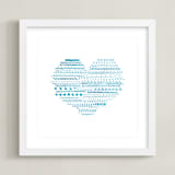 "Doodle Heart" - Art Print in Aqua by Chasity Smith - Framed