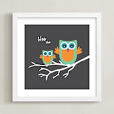 "Hoo Hoo" - Art Print in Night grey by Johanna Phillips Huuva - Framed