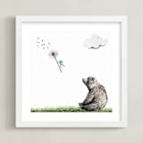 "Chance of rain and random tornado" - Art Print in Grassy Frog Green by Maja Cunningham - Framed