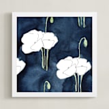 "2am Garden Dreams 3" - Art Print in Indigo Blue by Renee Anne Bouffard-McManus - Framed
