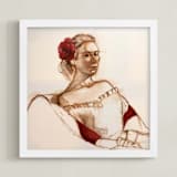 "Portrait of women" - Art Print in passion red by Tae Lee - Framed