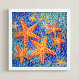 "Stars of the Sea" - Art Print in marine blue by Amelia Gluba - Framed