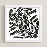 "Mid Century Floral" - Art Print in Charcoal by Stephanie Nowotarski - Framed