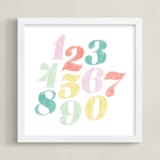 "Numerals" - Art Print in Flamingo by Carolyn Kach - Framed