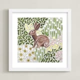 "Lone Rabbit" - Art Print in Grass by Jenny Westenhofer - Framed