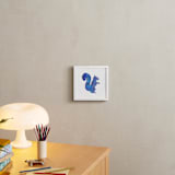 "Blue Party Squirrel" - Art Print in Silhouette Blue by Jeff Preuss - In a Room