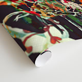 "Painted midnight garden" - Wall Mural in Carbon by Teo - Close-up