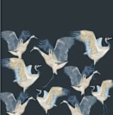 "Crane dance" - Wall Mural in Moody Blue by Nina Leth - Full Size