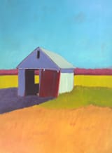 "Pumpkin Shed" - Wall Mural in Grass by Carol C. Young - Full Size