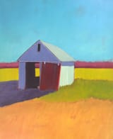 "Pumpkin Shed" - Wall Mural in Grass by Carol C. Young - Full Size