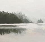 "LakeView II" - Wall Mural in Misty Grey by Amy Hall - Full Size