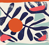"Garden Remixed and Reimagined" - Wall Mural in Midnight Blue by Deborah Velasquez - Full Size