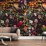 "Painted midnight garden" - Wall Mural in Carbon by Teo - In a Room