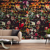 "Painted midnight garden" - Wall Mural in Carbon by Teo - In a Room