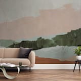 "Moving Mountains I" - Wall Mural in Earth Pink by Kayla King - In a Room