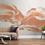 "Lost in Time" - Wall Mural in Orange by Sarah Lund - In a Room