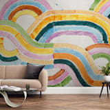 "Sun River" - Wall Mural in Orange by Lise Gulassa - In a Room