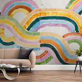 "Sun River" - Wall Mural in Orange by Lise Gulassa - In a Room