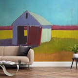 "Pumpkin Shed" - Wall Mural in Grass by Carol C. Young - In a Room